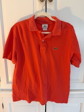 Lacoste Polo Shirt Size 5 Mens Coral Classic Short Sleeve Cotton Shirt
